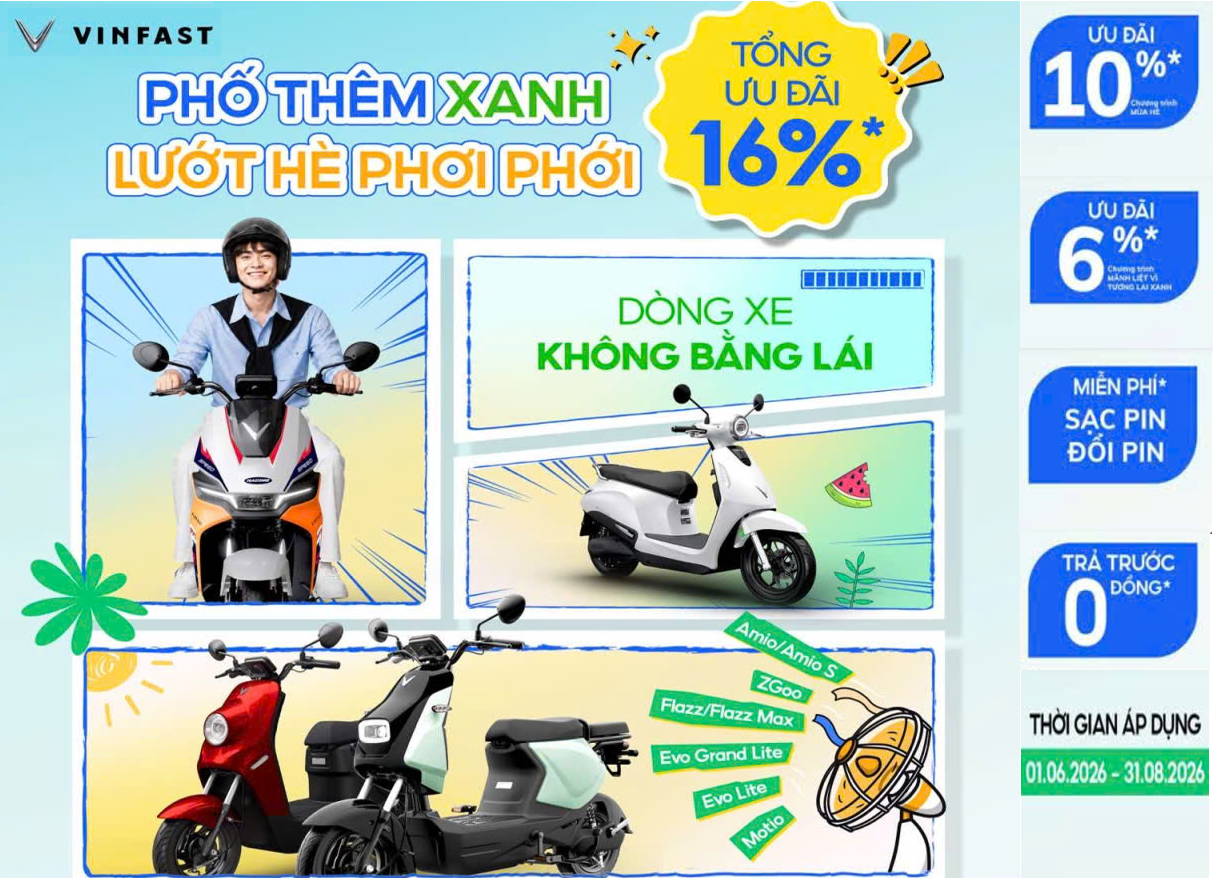 PHỐ THÊM XANH LƯỚT HÈ PHƠI PHỚI - GIẢM 16% Cho các dòng xe Học Sinh